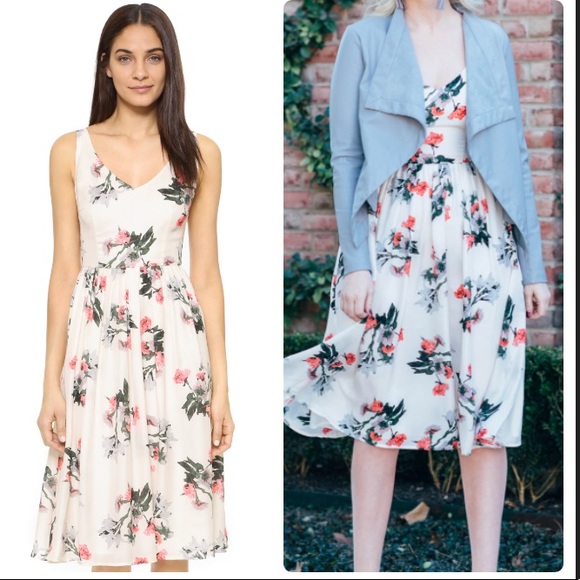 BB Dakota Dresses & Skirts - NWT BB Dakota White Emeli Rose Garden Midi Dress